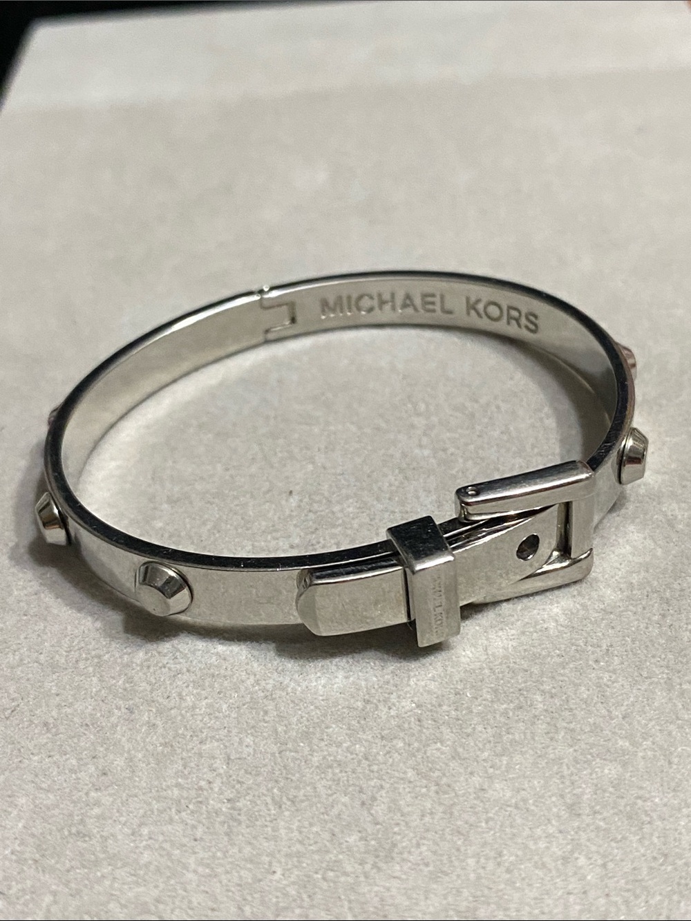 Michael Kors Silver-Tone Buckle Bangle Bracelet